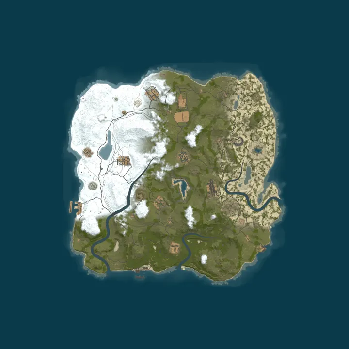 Map of RUSTOLUTION.GG 2x Monthly | Solo Duo | 50% Upkeep | No BP Wipe