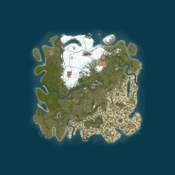 Map of 9/3 Rust-A-Holics.com 5x PVE/PVP DAY/NIGHT | NPC Raid Bases | K