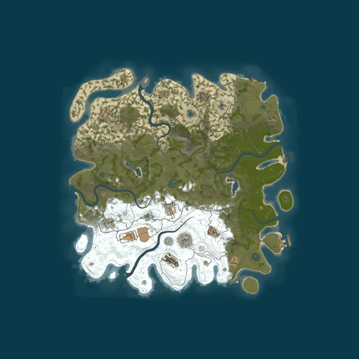 Map of Rust Idaho. TruePVE,Zombie Hordes,Raidable Boats.
