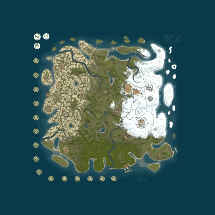 Map of [BR/LATAM] RustValley 2X PVE |ARMAS LENDARIAS |RAIDABLE BASES| 