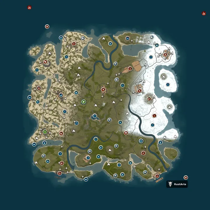 Map of RustAria#5 [Мирный / PVE / X2]
