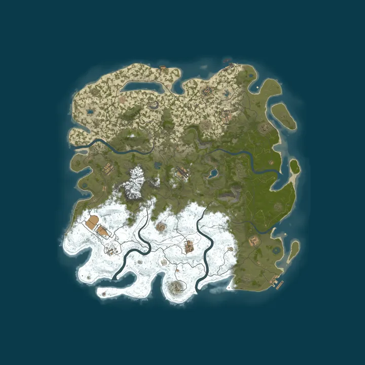 Map of Aussie Bobs PVE No PVP No Decay Monthy Wipe Beginner