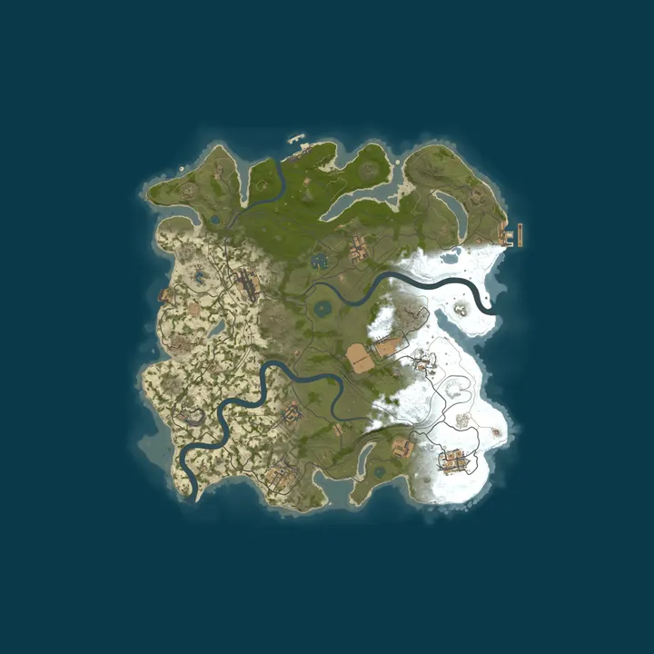 Map of XRUST.CO US 3x PVE Monthly - Skins - Shop - TP - Quests - Kits